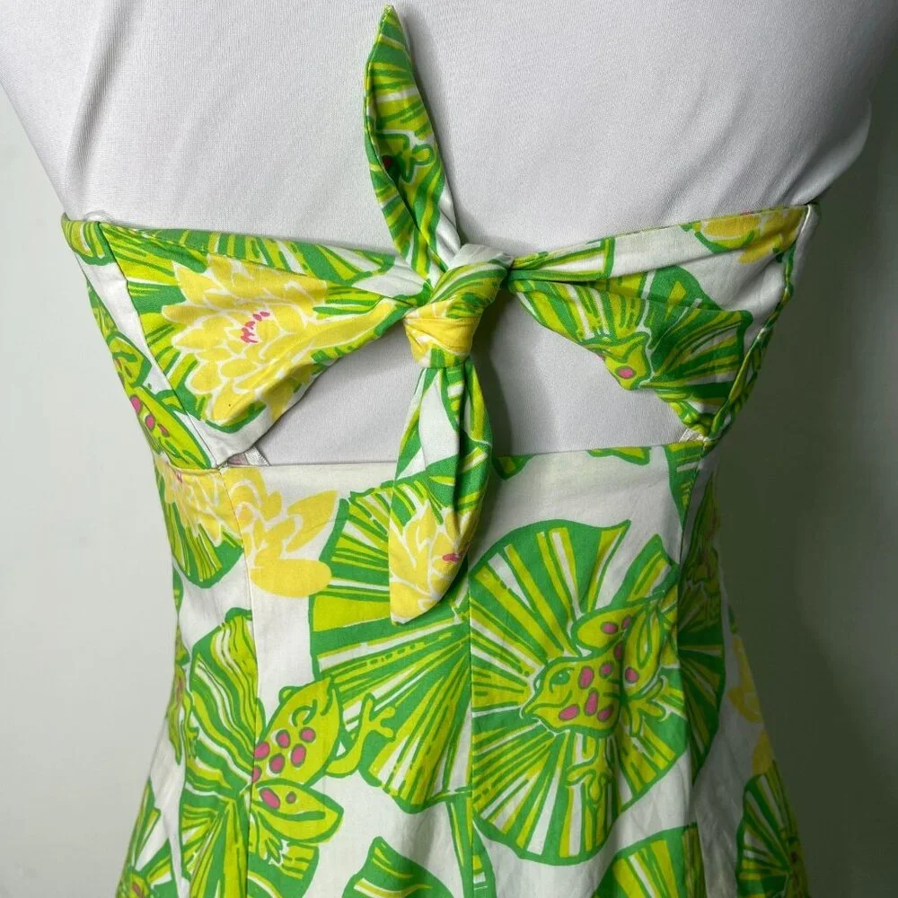 Lilly Pulitzer Franco Strapless Dress Hip Hop Hooray Frog Lily Pad Green Sz 0 - Picture 9 of 12